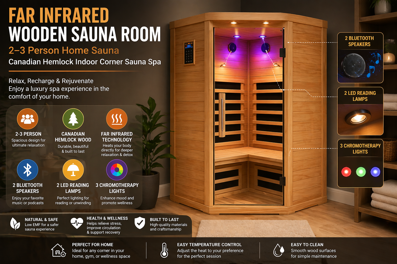 Far Infrared Wooden Sauna