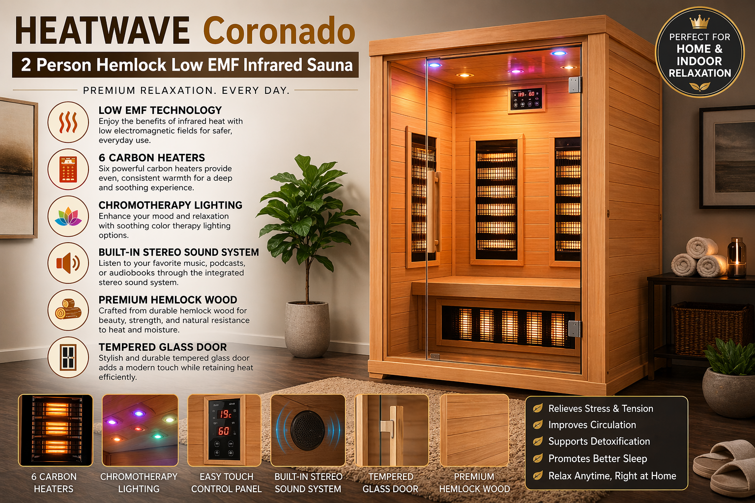 HEATWAVE Coronado 2-Person Infrared Sauna