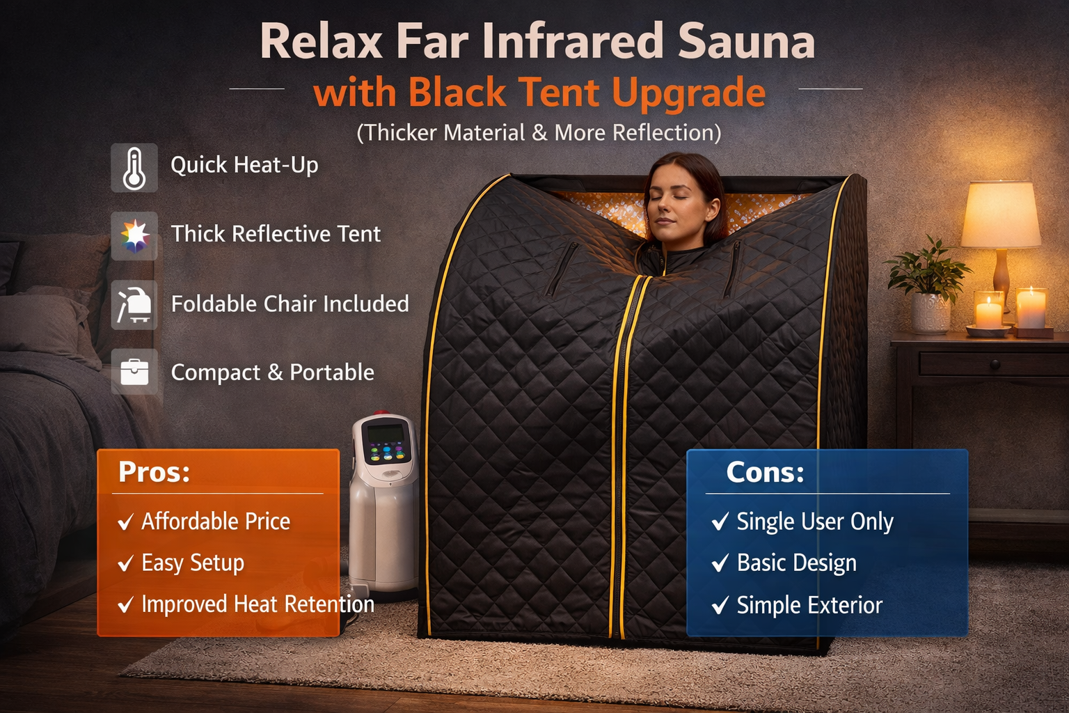 Relax Far Infrared Sauna with Black Tent