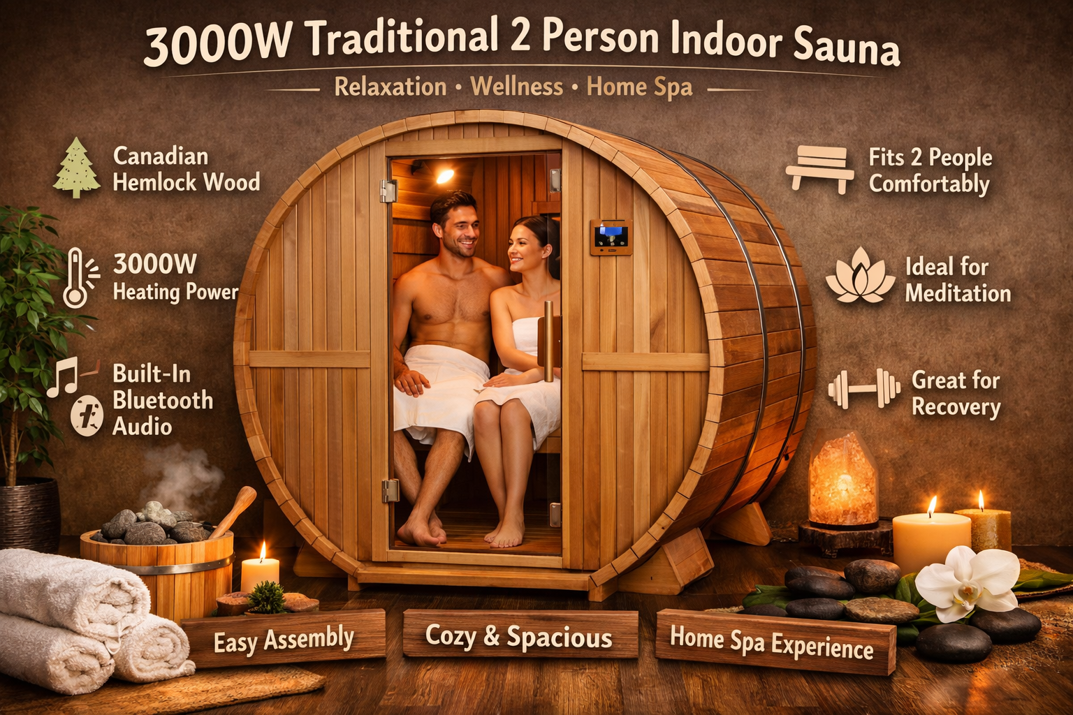 Traditional 2 Person Indoor Sauna
