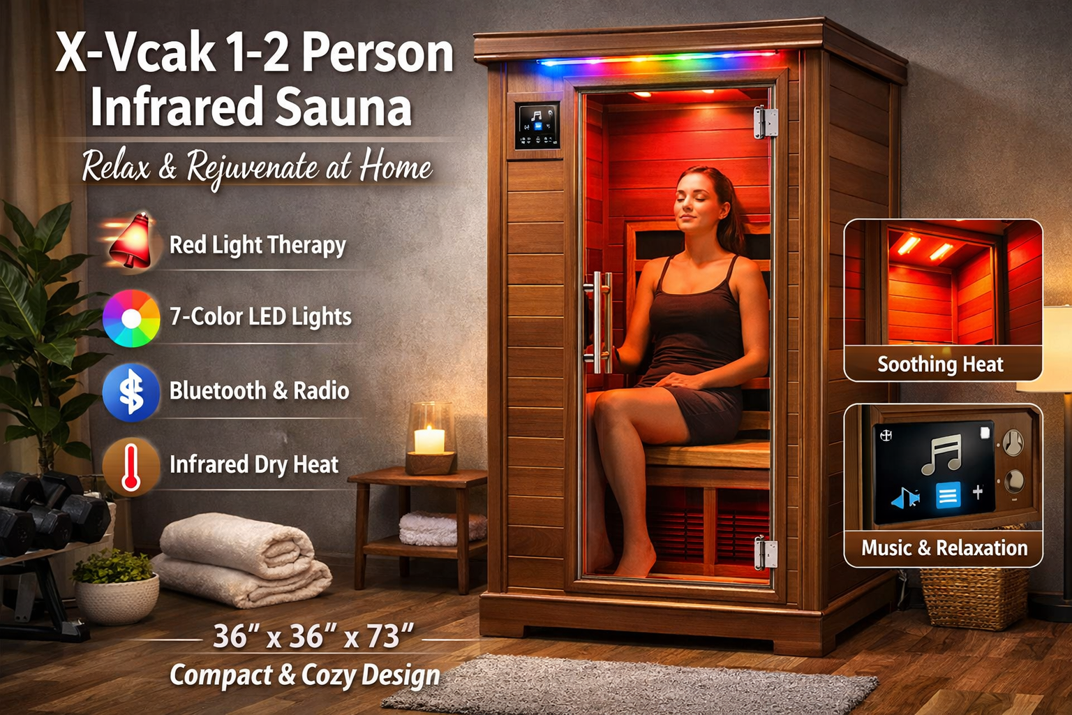 X-Vcak 1–2 Person Infrared Sauna