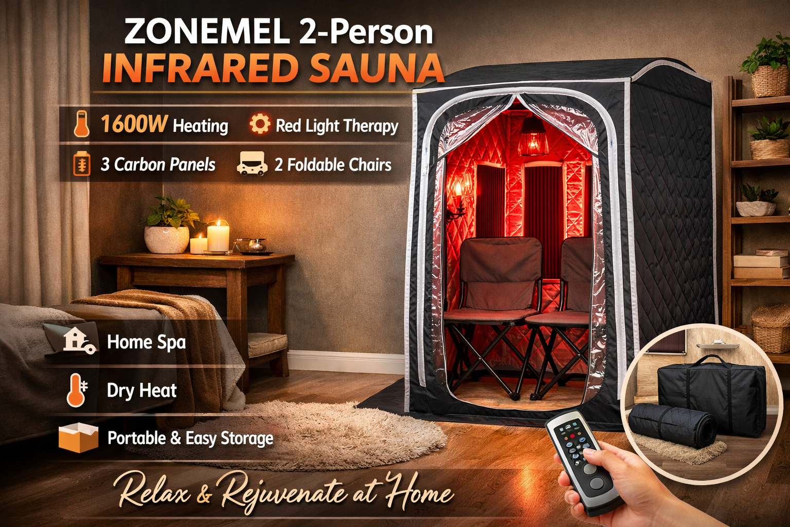 ZONEMEL 2-Person Portable Infrared Sauna