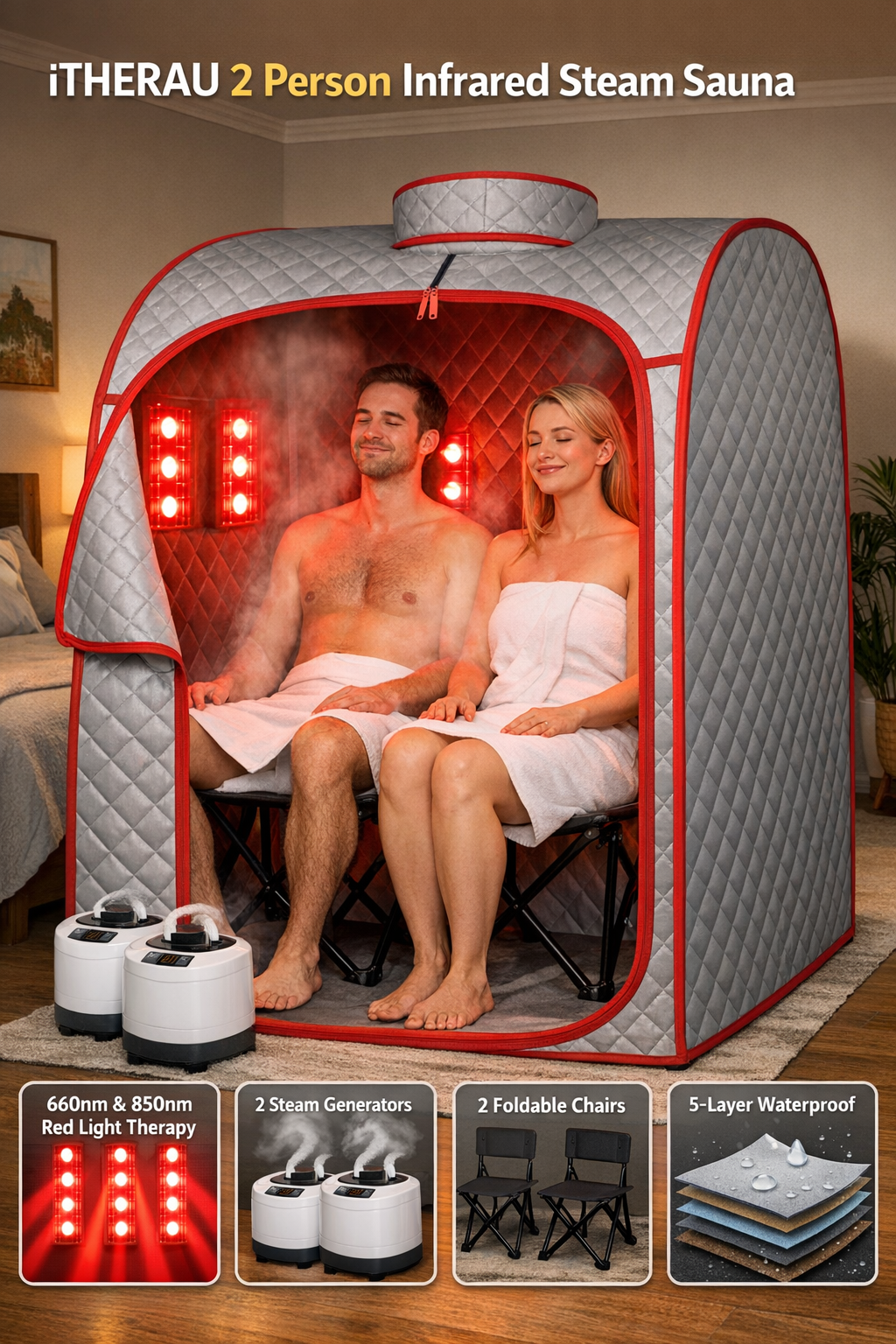 iTHERAU 2 Person Infrared Sauna Box