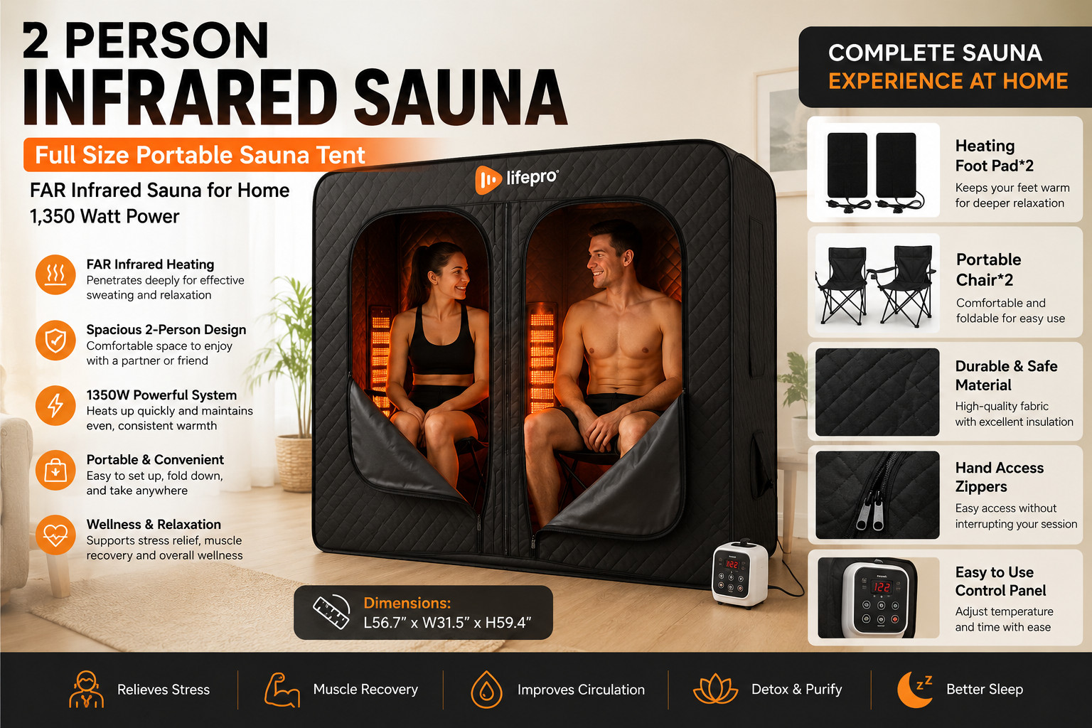 2 person infrared sauna