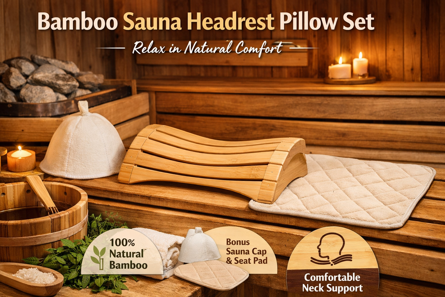 Bamboo Sauna Headrest Pillow