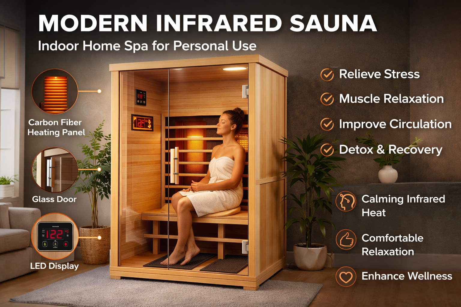Modern infrared sauna home spa