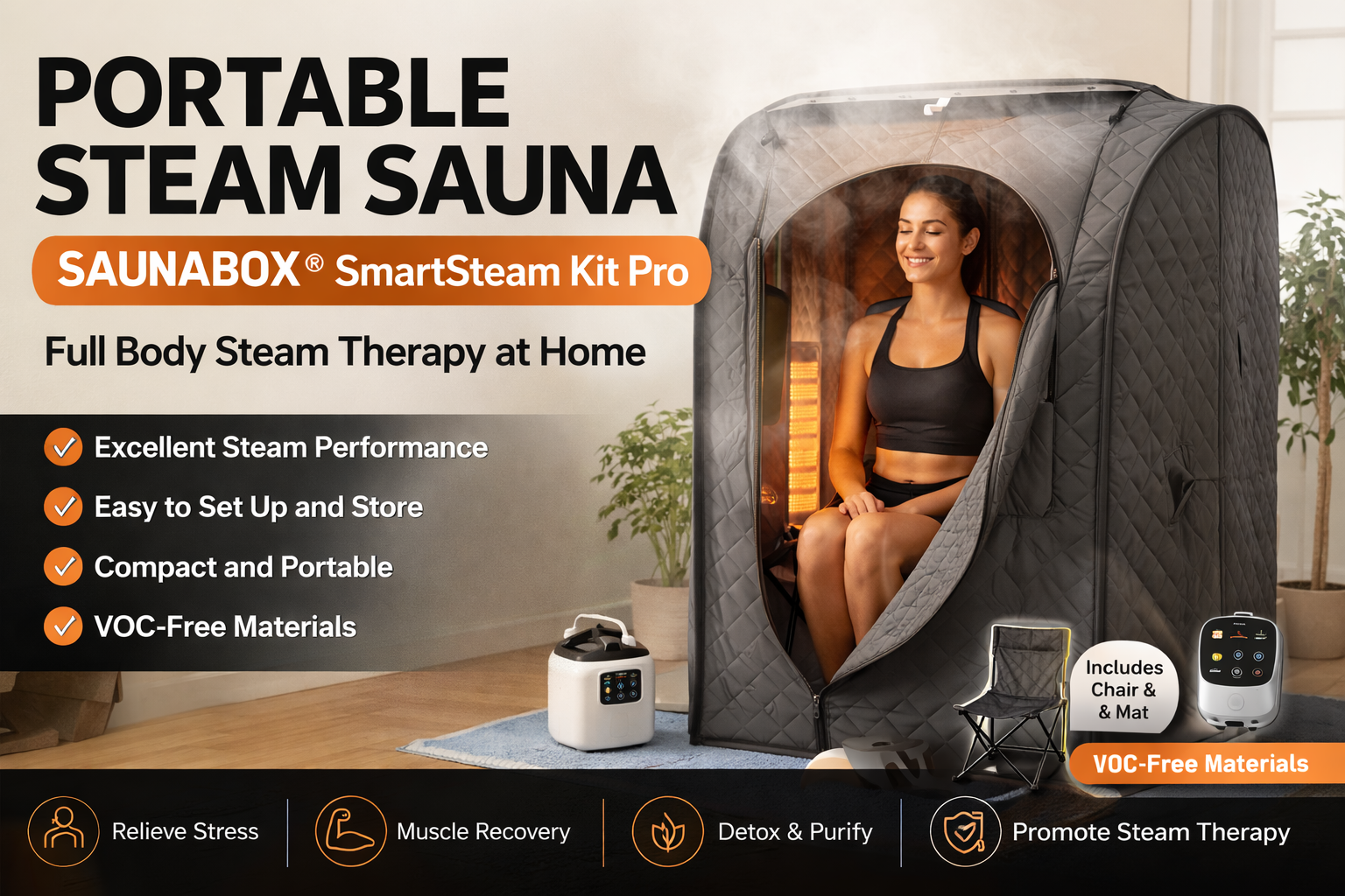 Portable steam sauna kit