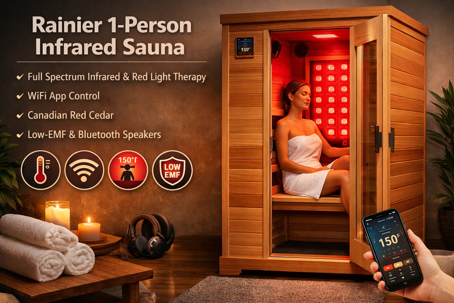 Rainier 1-Person Infrared Sauna