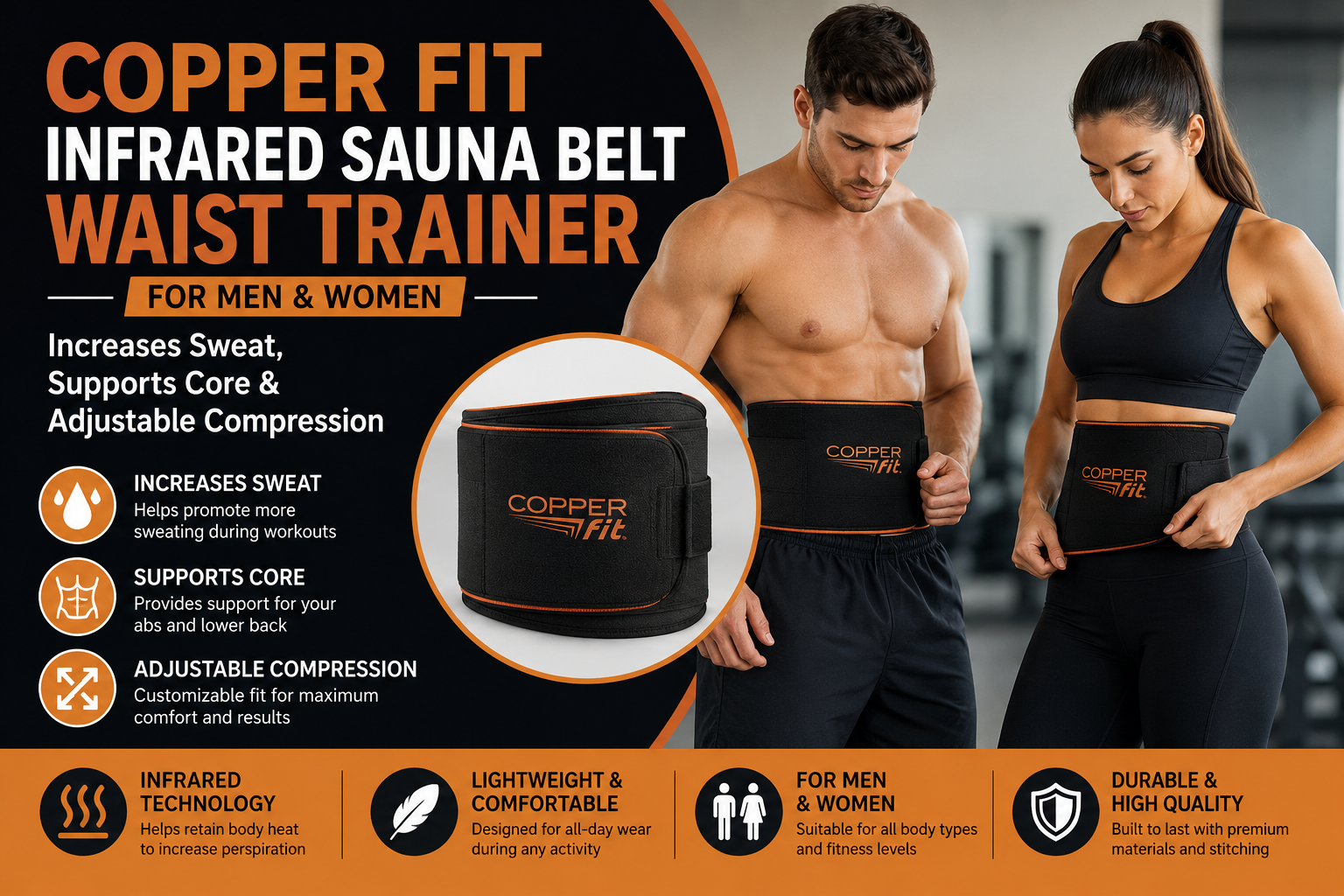 Copper Fit Infrared Sauna Belt Waist