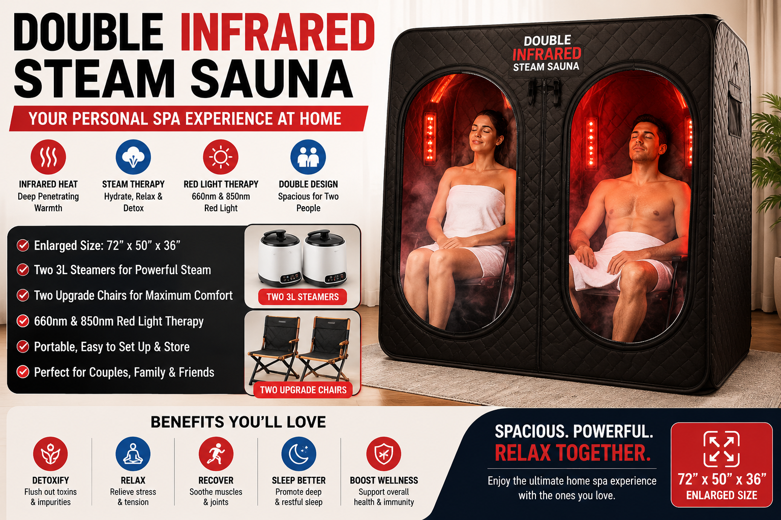 Double Infrared Steam Sauna Review: A Spacious Home Spa Experience