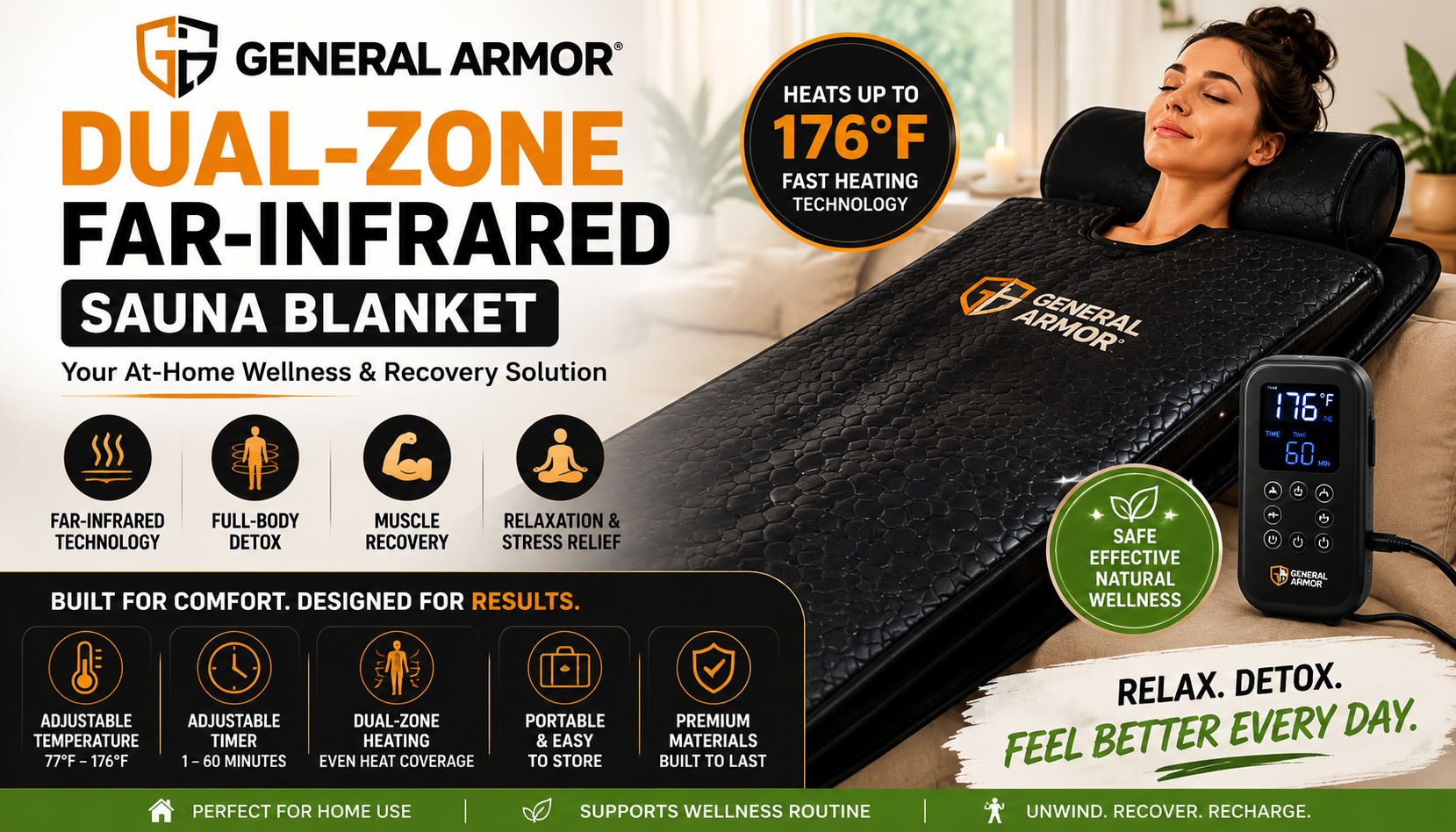 GENERAL ARMOR Dual-Zone Far-Infrared Sauna Blanket Review