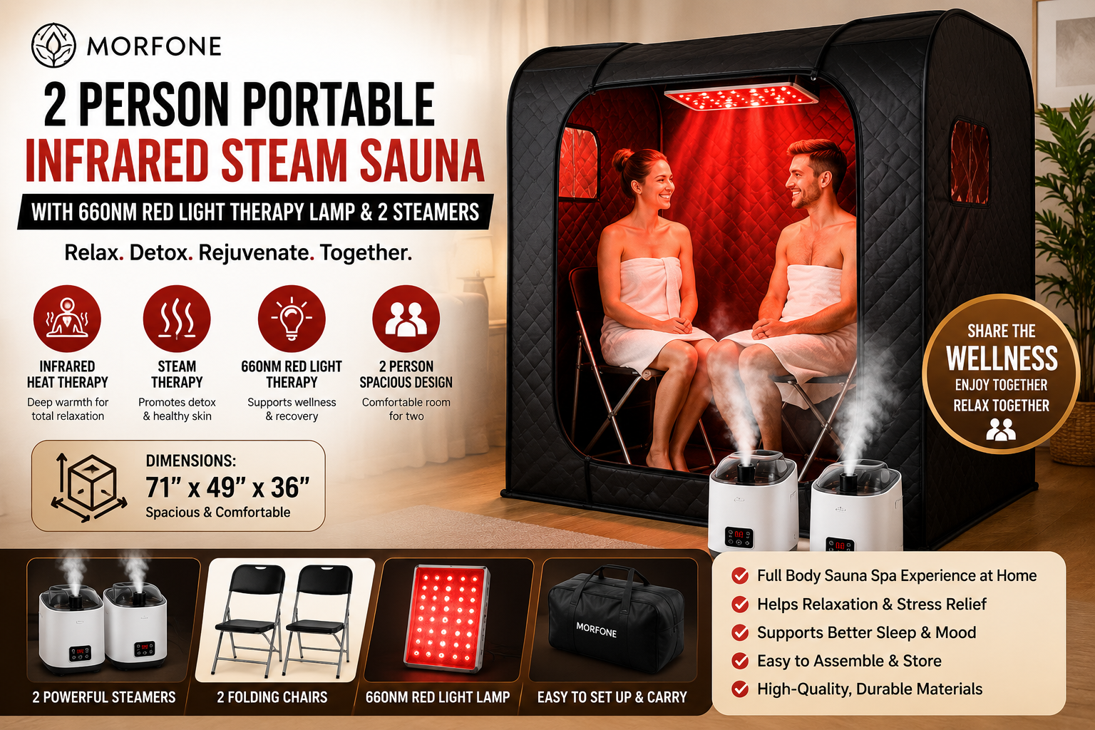 Morfone 2 Person Portable Infrared Steam Sauna Review: A Home Spa Experience