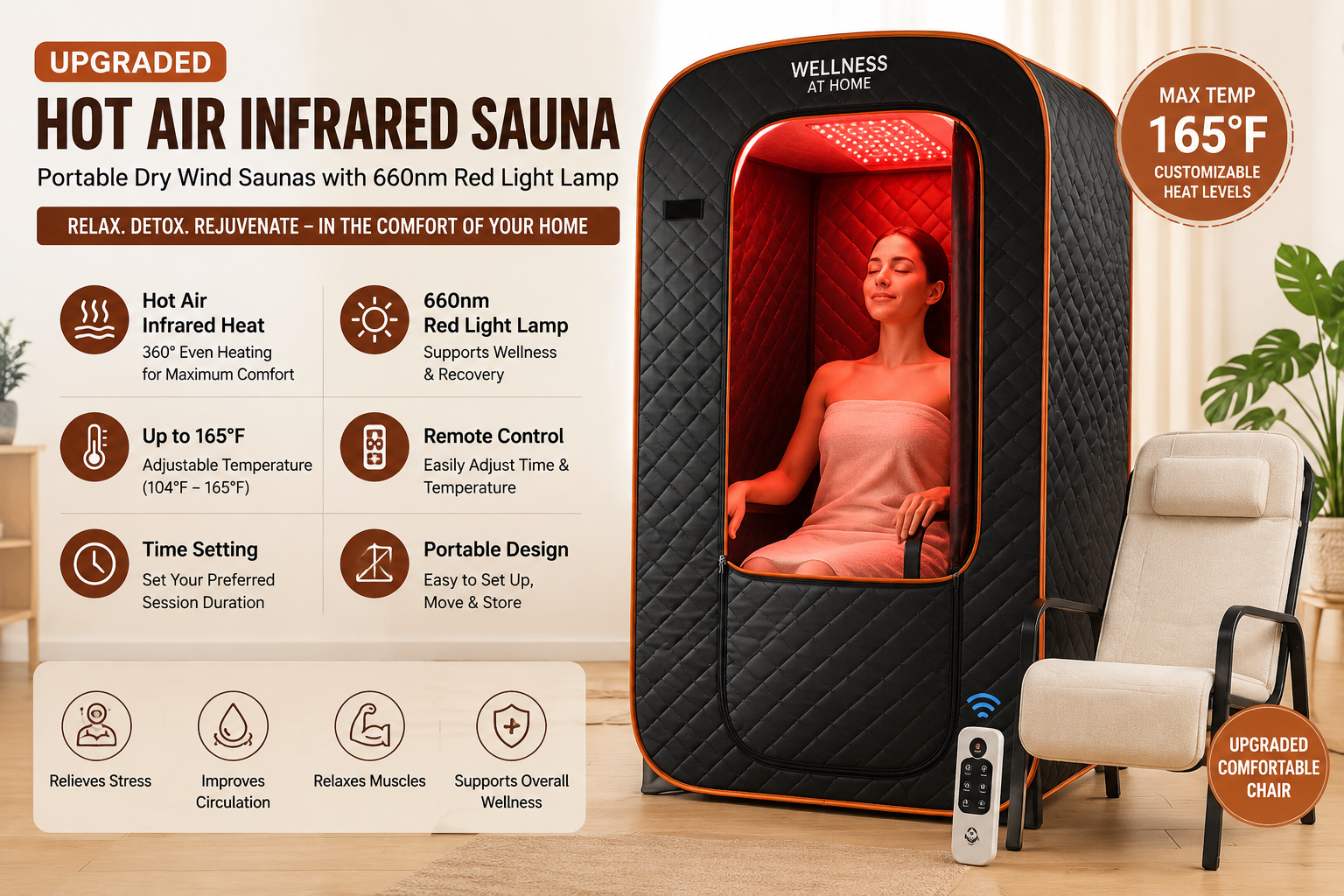 Upgraded Hot Air Infrared Sauna